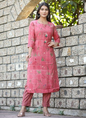 Pink Silk Sequins Work Designer Kurti for Casual
