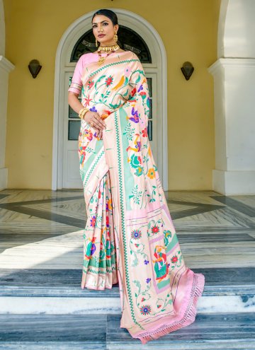 Pink Silk Woven Contemporary Saree for Engagement