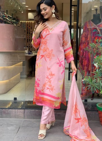 Printed Organza Pink Salwar Suit