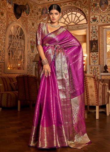 Purple Classic Designer Saree in Kanjivaram Silk with Zari Work