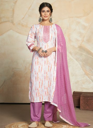Purple color Digital Print Blended Cotton Salwar Suit