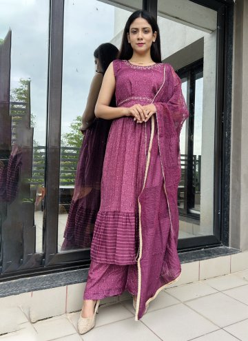 Purple color Digital Print Chinon Salwar Suit