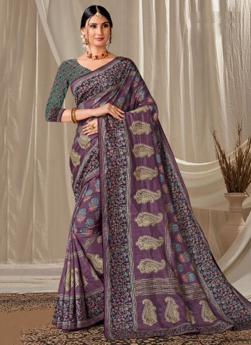 Purple color Embroidered Art Silk Trendy Saree