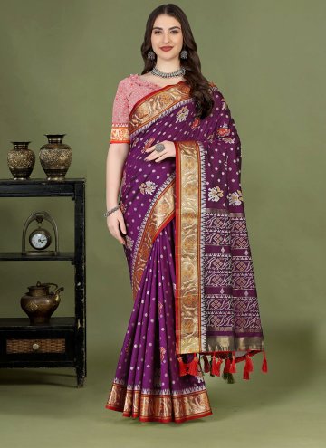 Purple color Meenakari Patola Silk Classic Designer Saree