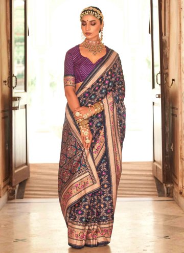 Purple color Silk Trendy Saree with Print