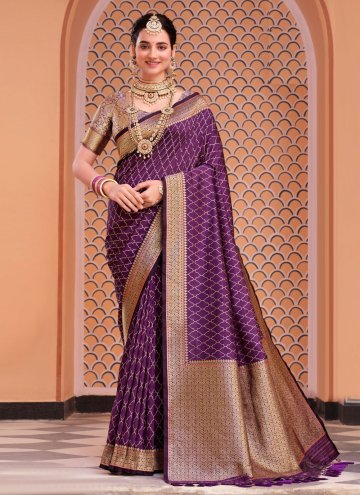 Purple Silk Woven Classic Designer Saree