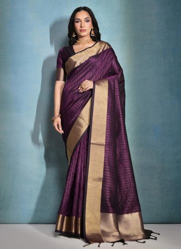 Purple Trendy Saree in Raw Silk with Woven