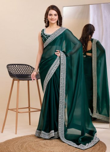 Rama Contemporary Saree in Silk with Embroidered