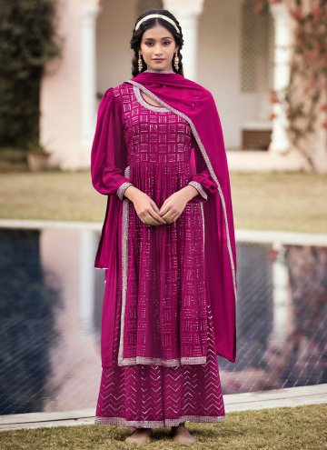 Rani Georgette Embroidered Palazzo Suit for Mehndi