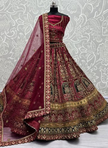 Rani Velvet Dori Work Designer Lehenga Choli for Bridal