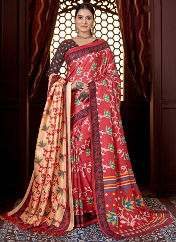 Red color Pashmina Classic Designer Saree with Dig