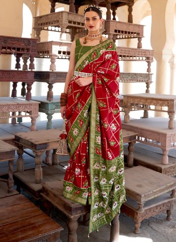 Red color Patola Silk Classic Designer Saree with 