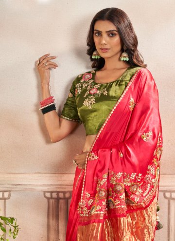 Red color Silk Trendy Saree with Border