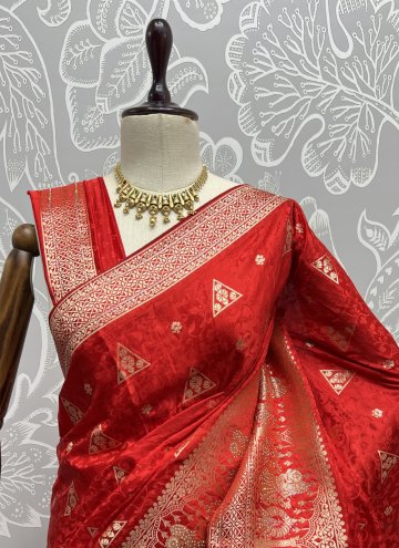 Red color Thread Jacquard Silk Classic Designer Saree