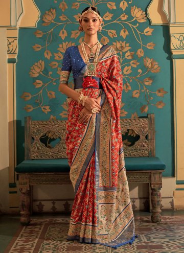Red Patola Silk Woven Designer Saree for Reception