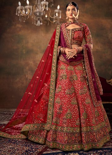Red Silk Embroidered Lehenga Choli for Bridal
