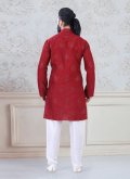 Red Silk Sequins Work Kurta Pyjama for Ceremonial - 1
