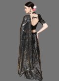 Remarkable Black Georgette Embroidered Trendy Saree for Ceremonial - 2