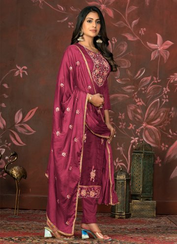 Remarkable Embroidered Organza Rani Pant Style Suit
