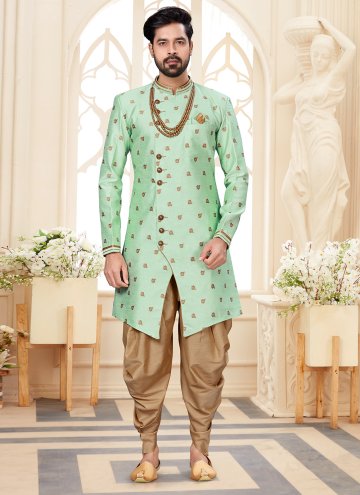 Remarkable Green Fancy Fabric Jacquard Work Indo W