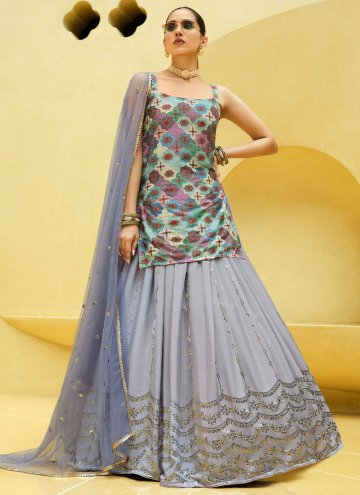 Remarkable Lavender Chinon Embroidered Long Choli 
