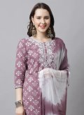 Remarkable Mauve Cotton  Printed Salwar Suit - 1