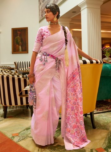 Rose Pink Art Silk Woven Classic Designer Saree for Ceremonial