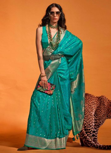 Sea Green Handloom Silk Woven Silk Saree