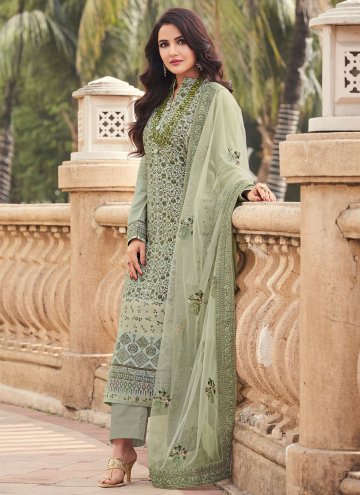 Sea Green Pakistani Suit in Viscose with Jacquard 
