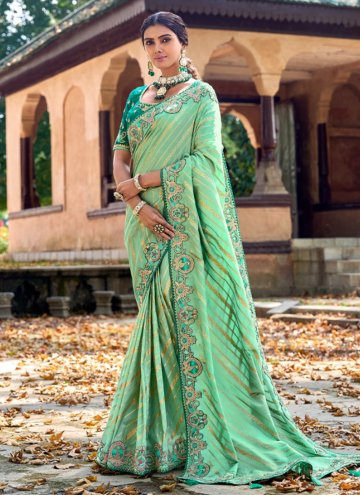 Sea Green Silk Embroidered Classic Designer Saree 