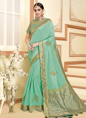 Silk Classic Designer Saree in Sea Green Enhanced 
