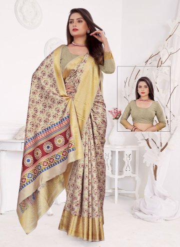 Silk Contemporary Saree in Multi Colour Enhanced w