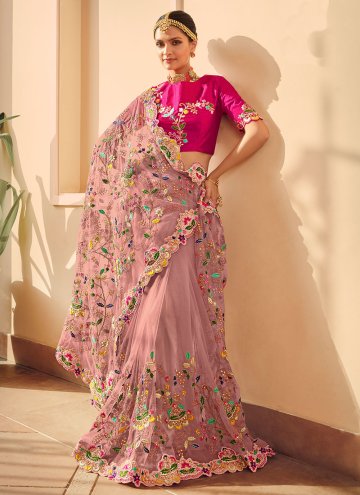 Silk Trendy Saree in Rose Pink Enhanced with Borde