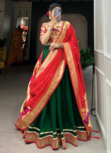 Vichitra Silk Designer Lehenga Choli in Green Enha