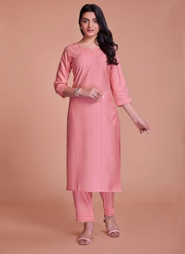 Viscose Casual Kurti in Pink Enhanced with Plain W