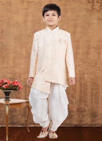 White color Jacquard Silk Indo Western with Fancy 