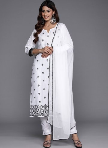 White Cotton  Embroidered Trendy Salwar Kameez