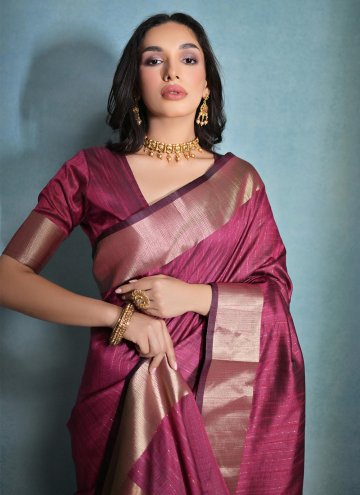 Wine color Raw Silk Classic Designer Saree with Woven