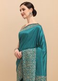 Woven Banglori Silk Teal Classic Designer Saree - 1