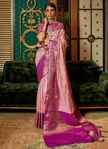 Woven Handloom Silk Rani Classic Designer Saree