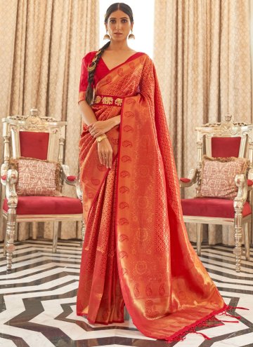 Woven Handloom Silk Red Traditional Saree