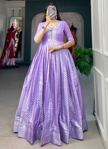 Woven Jacquard Silk Lavender Gown