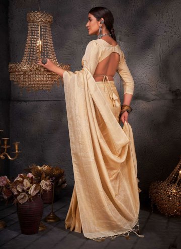 Woven Kanjivaram Silk Cream Classic Designer Saree