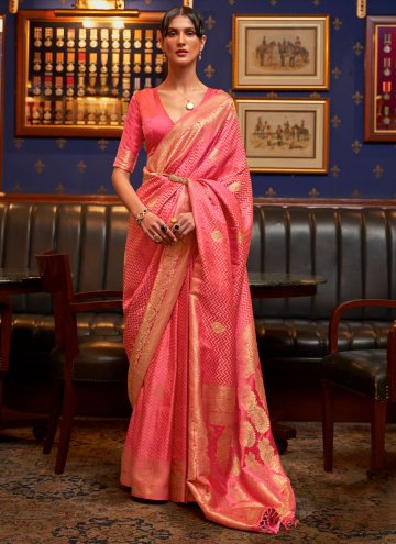 Woven Satin Silk Pink Classic Designer Saree