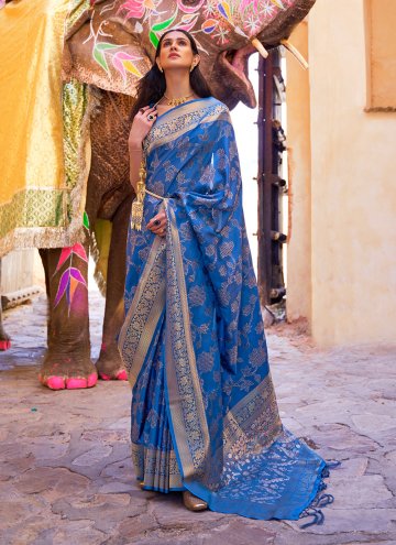 Woven Silk Blue Designer Traditional Saree