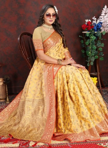 Yellow Woven Classic Designer Saree for Ceremonial