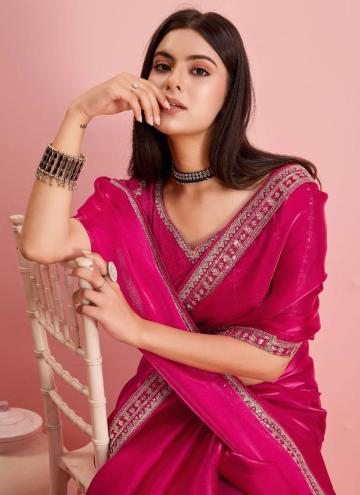 Adorable Border Silk Rani Trendy Saree