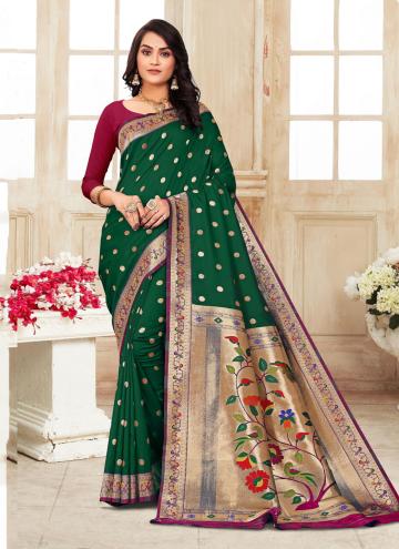 Adorable Green Paithni Banarasi Jari Classic Designer Saree