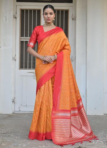 Adorable Yellow Raw Silk Woven Trendy Saree for Ceremonial