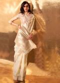 Alluring Beige Cotton  Woven Traditional Saree - 1